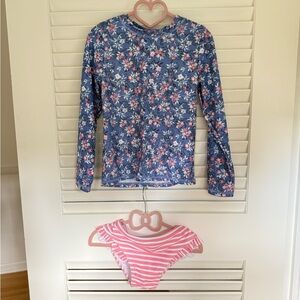 Floral Blue and Pink Kids Swim Set